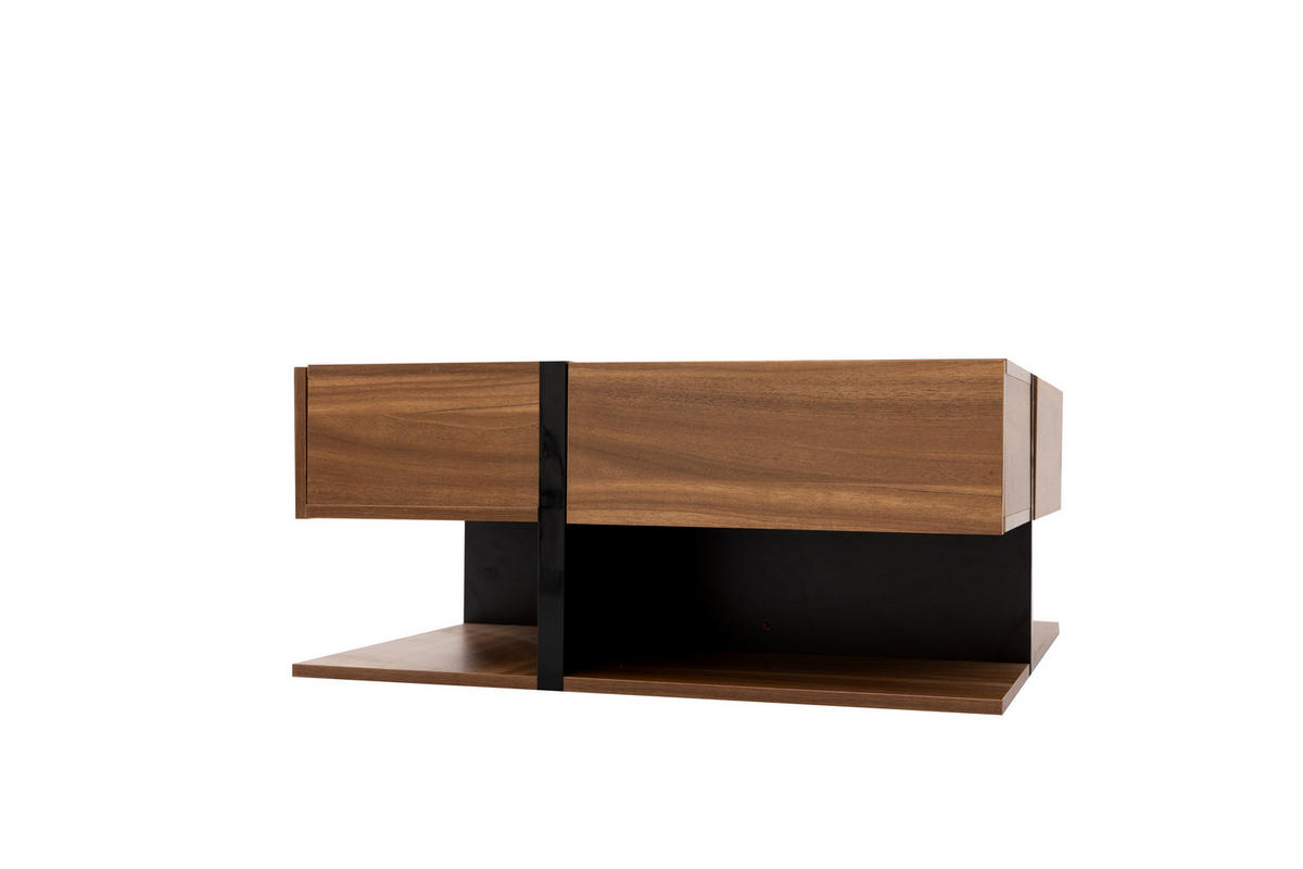 COUCHTISCH Schwarz/Holzfarben 78/78/36 cm mit 4 Schubladen - Naturfarben, Holzwerkstoff (78/78/36cm) - PANGIVO
