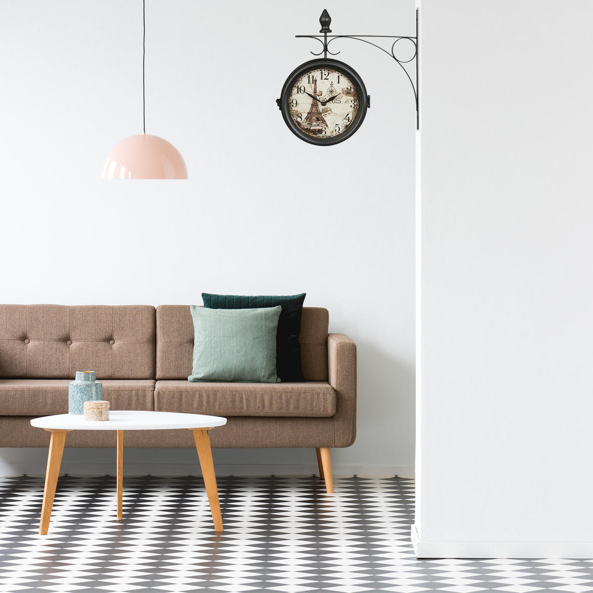 BAHNHOFSUHR - Multicolor, Glas/Metall (35/34/10cm) - Relaxdays