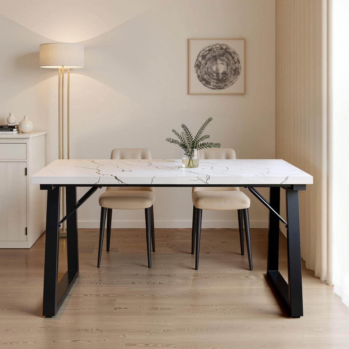 ESSTISCH in Holz, Metall 140/80/75cm - Schwarz/Weiß, Holzwerkstoff (80/140/75cm) - HOMAVO