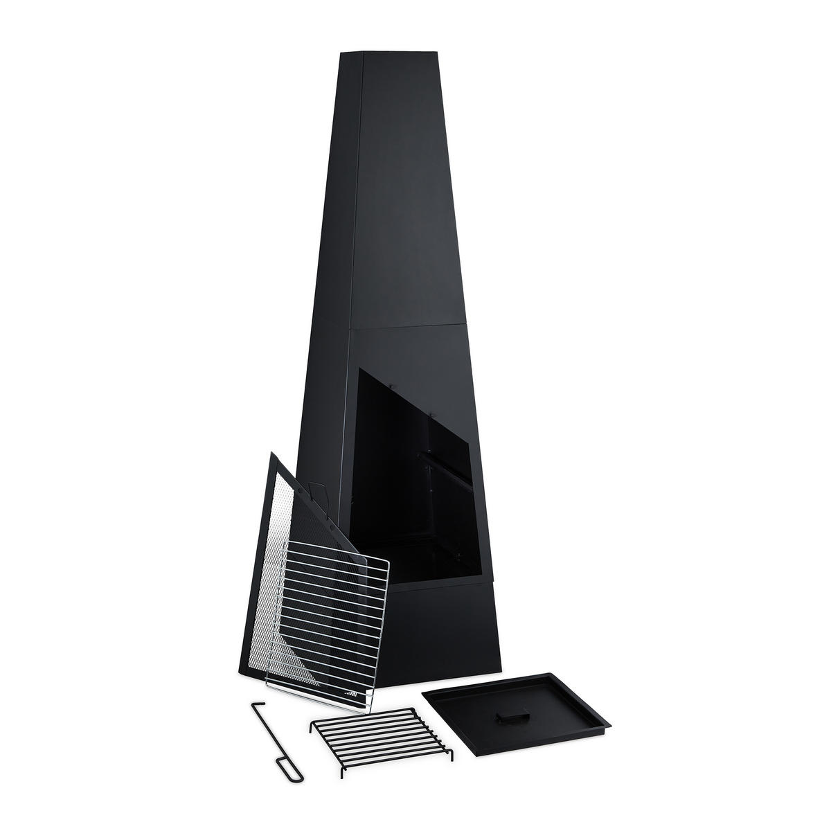 GARTENKAMIN - Schwarz, Metall (44.5/149/44.5cm) - Relaxdays