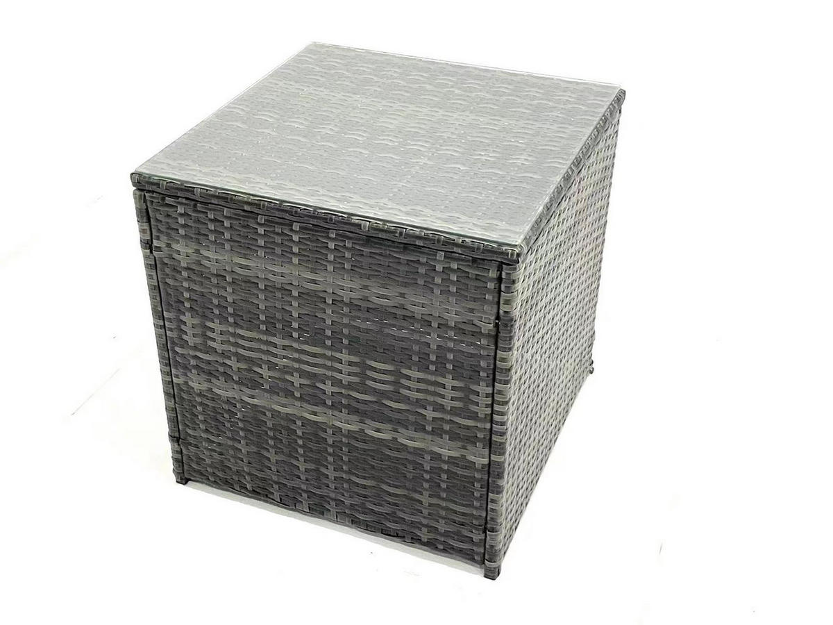 GARTENMÖBEL COUCHTISCH SET mit Sofa Polyrattan Outdoor 8-Sitzer - Dunkelgrau/Grau, Glas/Kunststoff - Fimous
