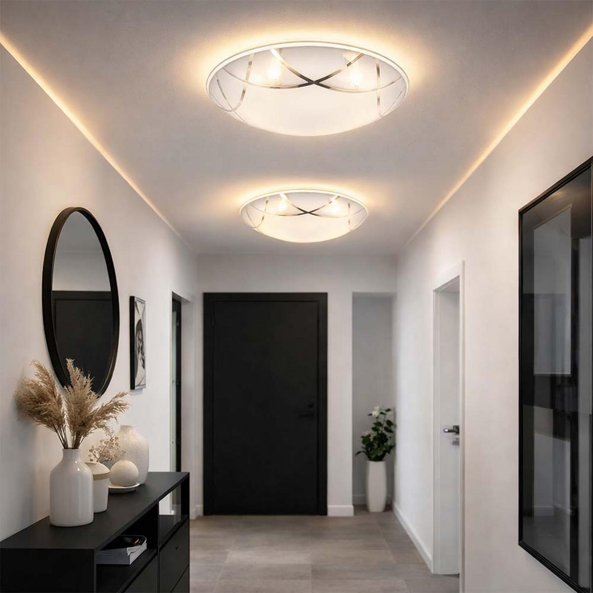 LED DECKENLEUCHTE Glas Weiß - Weiß, Glas (25/25/7.5cm) - Globo Lighting