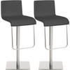 BARHOCKER 2er Set Lederlook Grau - Edelstahlfarben/Grau, Textil/Metall (41/80/46cm) - CLP