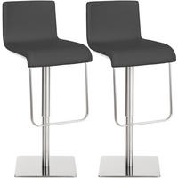 BARHOCKER 2er Set Lederlook Grau - Edelstahlfarben/Grau, Textil/Metall (41/80/46cm) - CLP