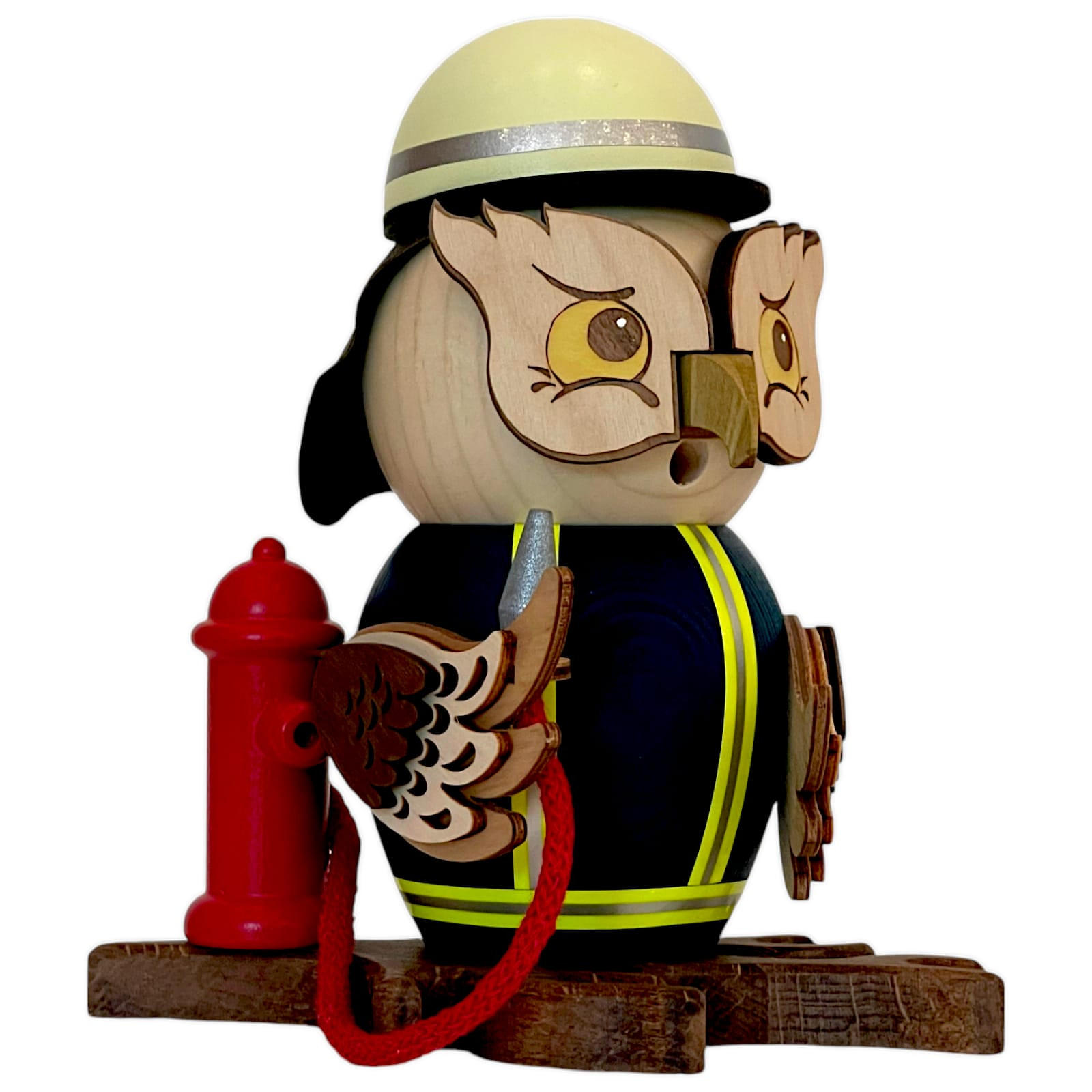RAUCHFIGUR Eule Feuerwehr 15 cm - Multicolor, Holz (10/15/10cm)
