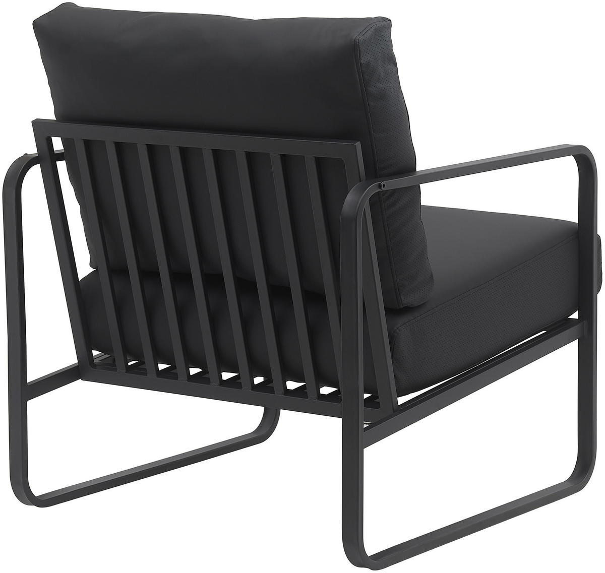 SESSEL Lederlook schwarz - Schwarz, Textil/Metall (70/82/74cm) - CLP