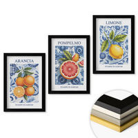 WANDBILDER 3er-Set - 20x30 cm Schwarzer Rahmen - Vintage-Illustrationen von Zitrusfrüchten - Schwarz, Kunststoff (20/30cm) - ArtPrintCave