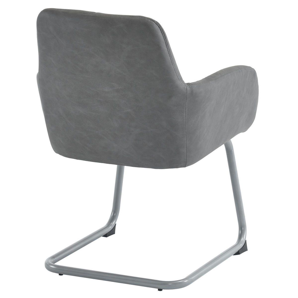 ESSZIMMERSTUHL 2er Grau modern Stahlfüße Freizeitstuhl - Grau, Leder (58.5/87/56cm) - FLIEKS