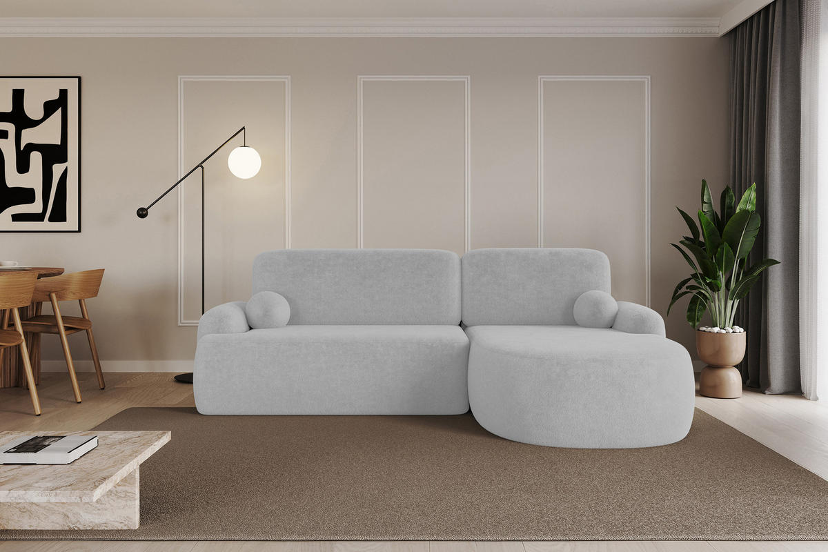 ECKSOFA mit Schlaffunktion und Bettkasten LIRA-L - 264x172x89 Hellgrau - Hellgrau, Holzwerkstoff/Textil (172/264cm) - ALTDECOR
