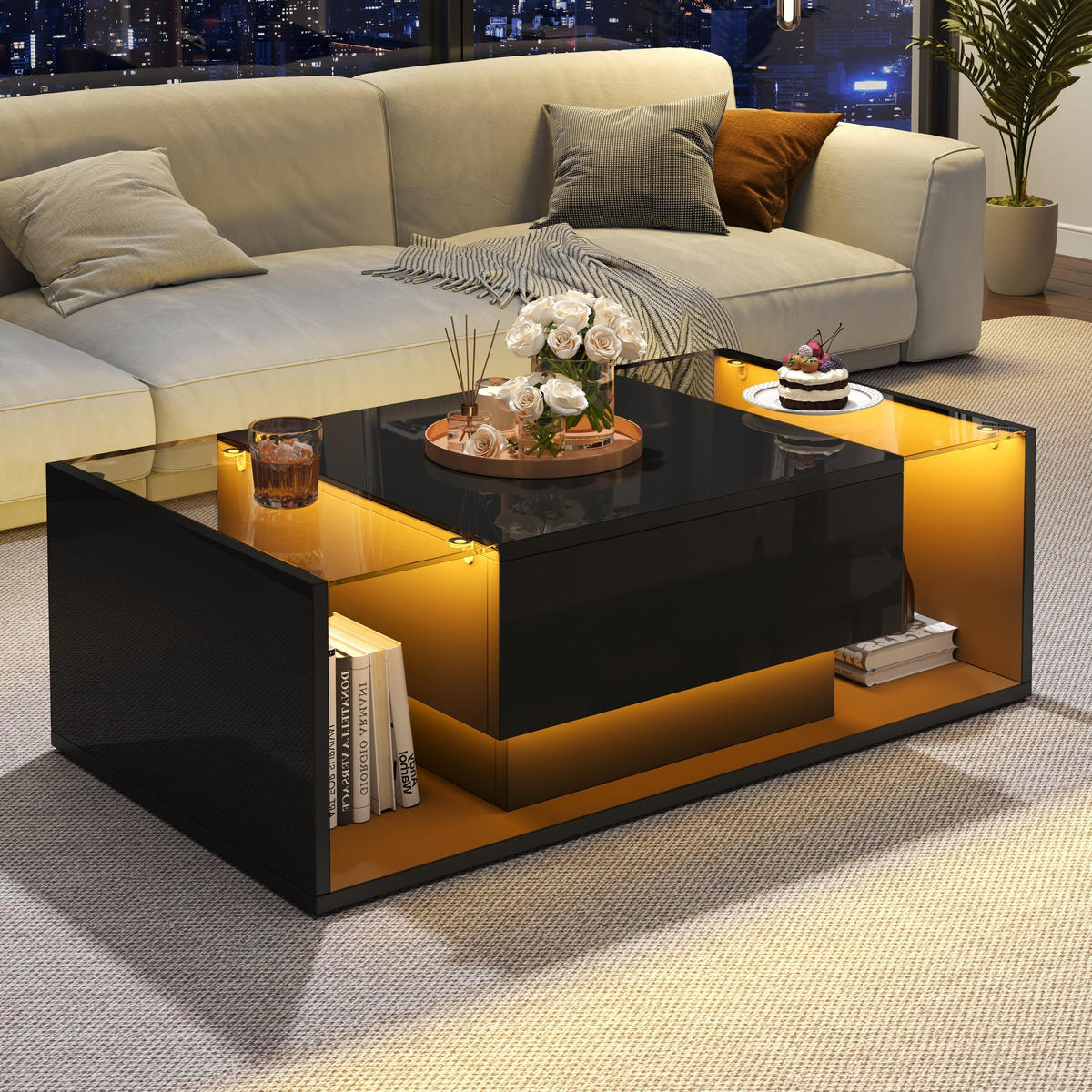 COUCHTISCH Schwarz - Schwarz, Holzwerkstoff (100/50/31cm)