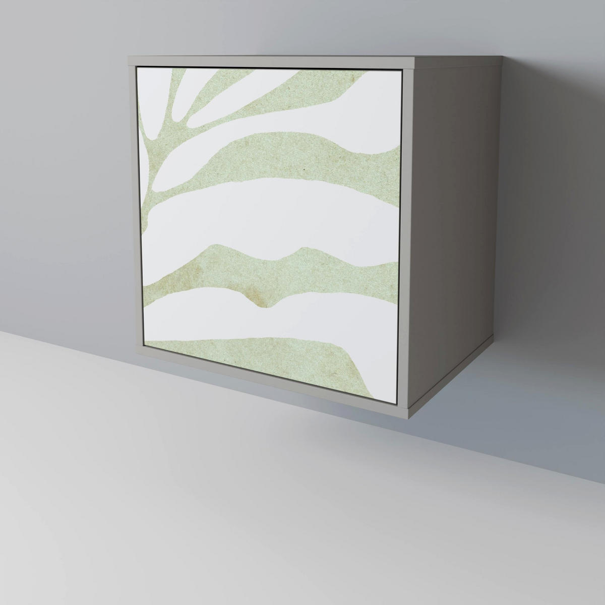 SIDEBOARD BOTANICAL SPARK, Grau, 57,5x42x67,5 cm, Schwarze Metall-Rahmenfüße - Multicolor/Schwarz, Holzwerkstoff/Metall (57.5/67.5/42cm) - SpaceRebels