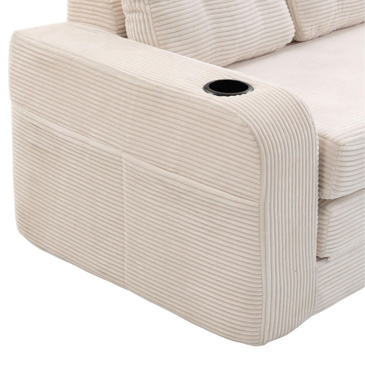 SCHLAFSOFA 2-Sitzer Sofa mit 2 Zierkissen,Lounge Sofa,Polstersofa,Cord,Beige - Beige, Textil (136/82.5/80cm) - LVHOM
