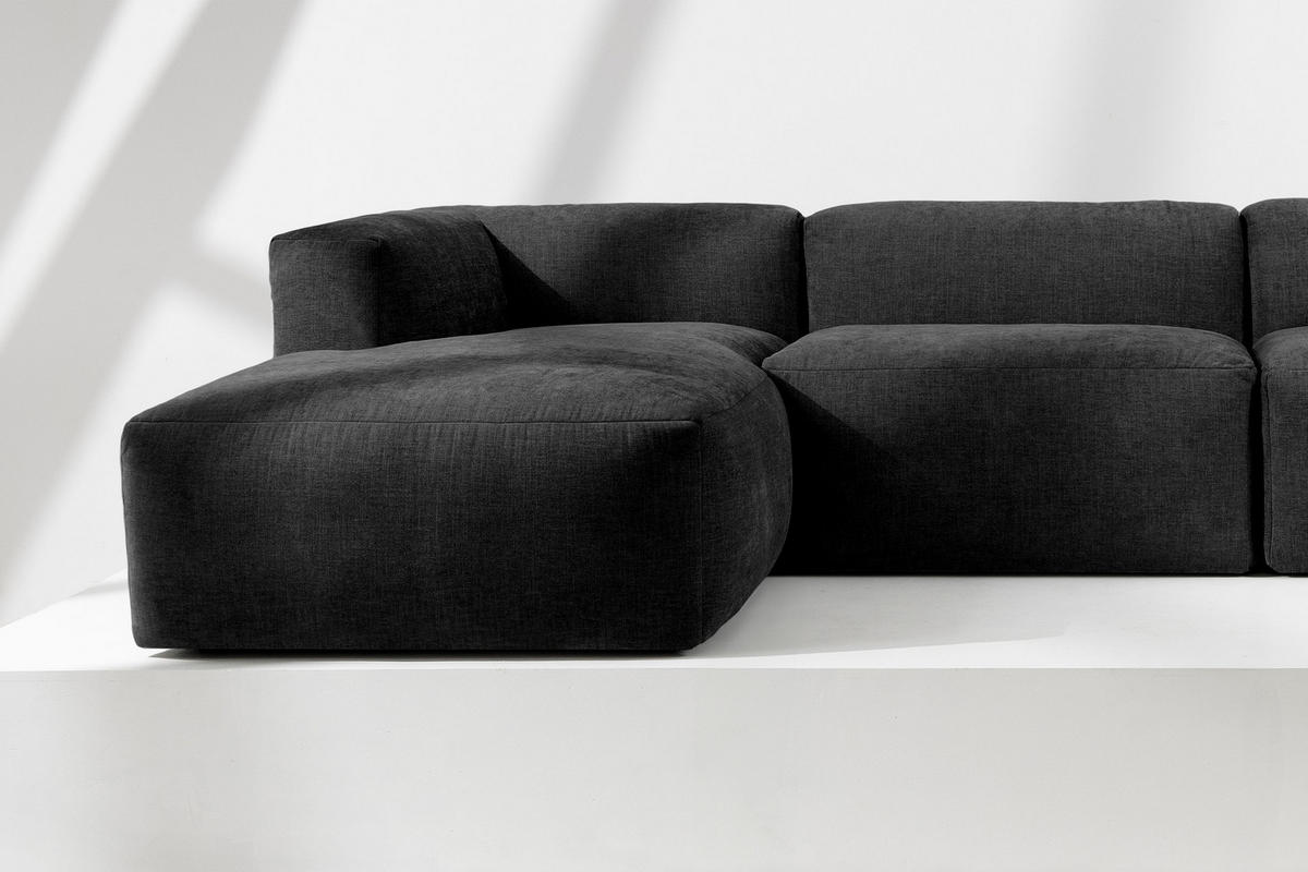 PANORAMA-ECKSOFA BUFFO 7/8 Sitzer mit extrem weicher Sitzfläche, Gewebestoff, graphit - Graphitfarben, Textil (424/73/180cm) - KONSIMO®