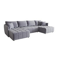 ECKSOFA mit Schlaffunktion ONIL U Monolith 70 - Hellblau, Textil (349/185cm) - Bedante