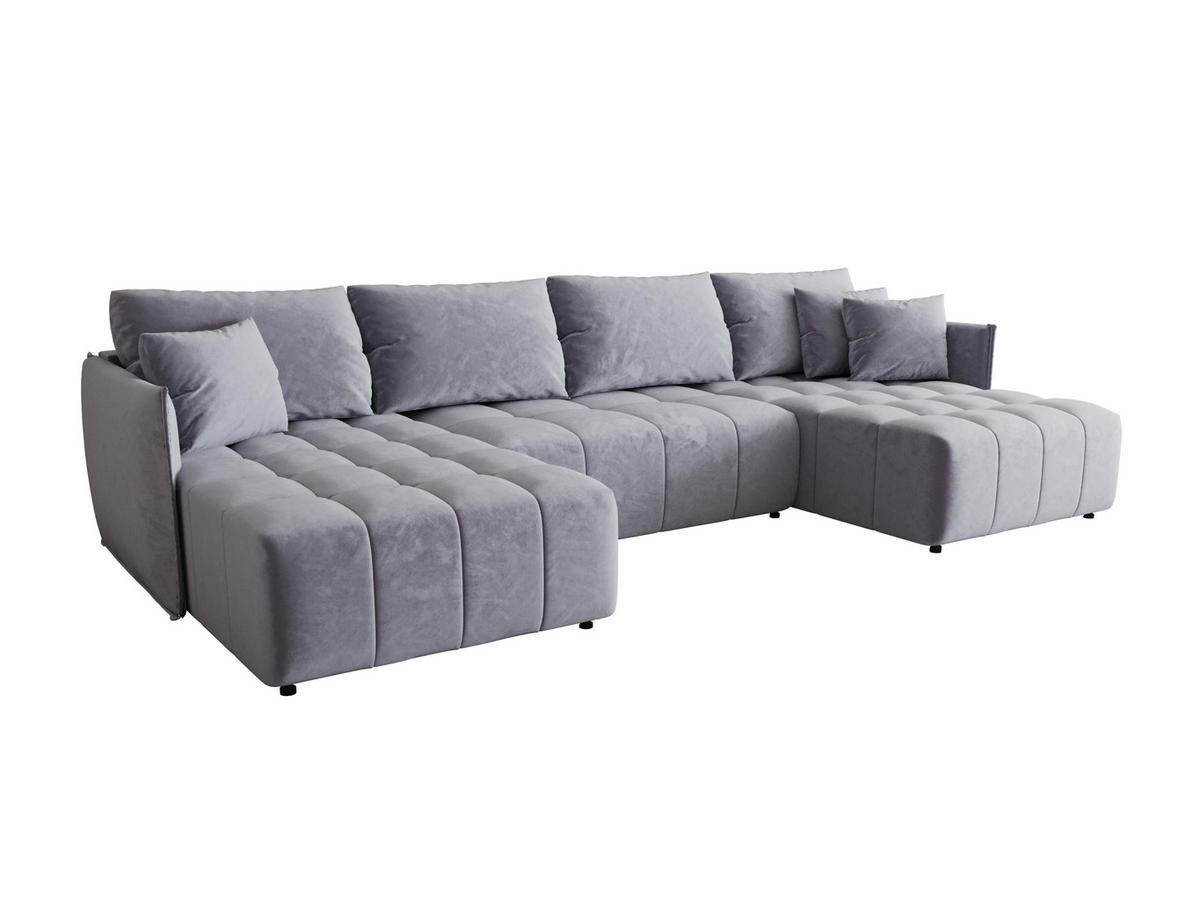 ECKSOFA mit Schlaffunktion ONIL U Monolith 70 - Hellblau, Textil (349/185cm) - Bedante