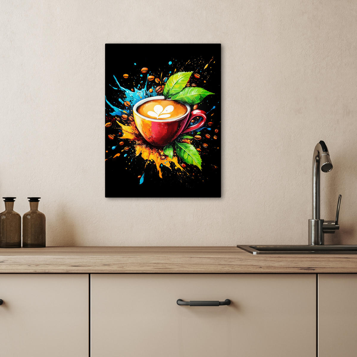 LEINWANDBILD Kaffee - Graffiti - Trinken - Abstrakt 30x40 cm - Mokka, Textil (30/40cm) - MuchoWow