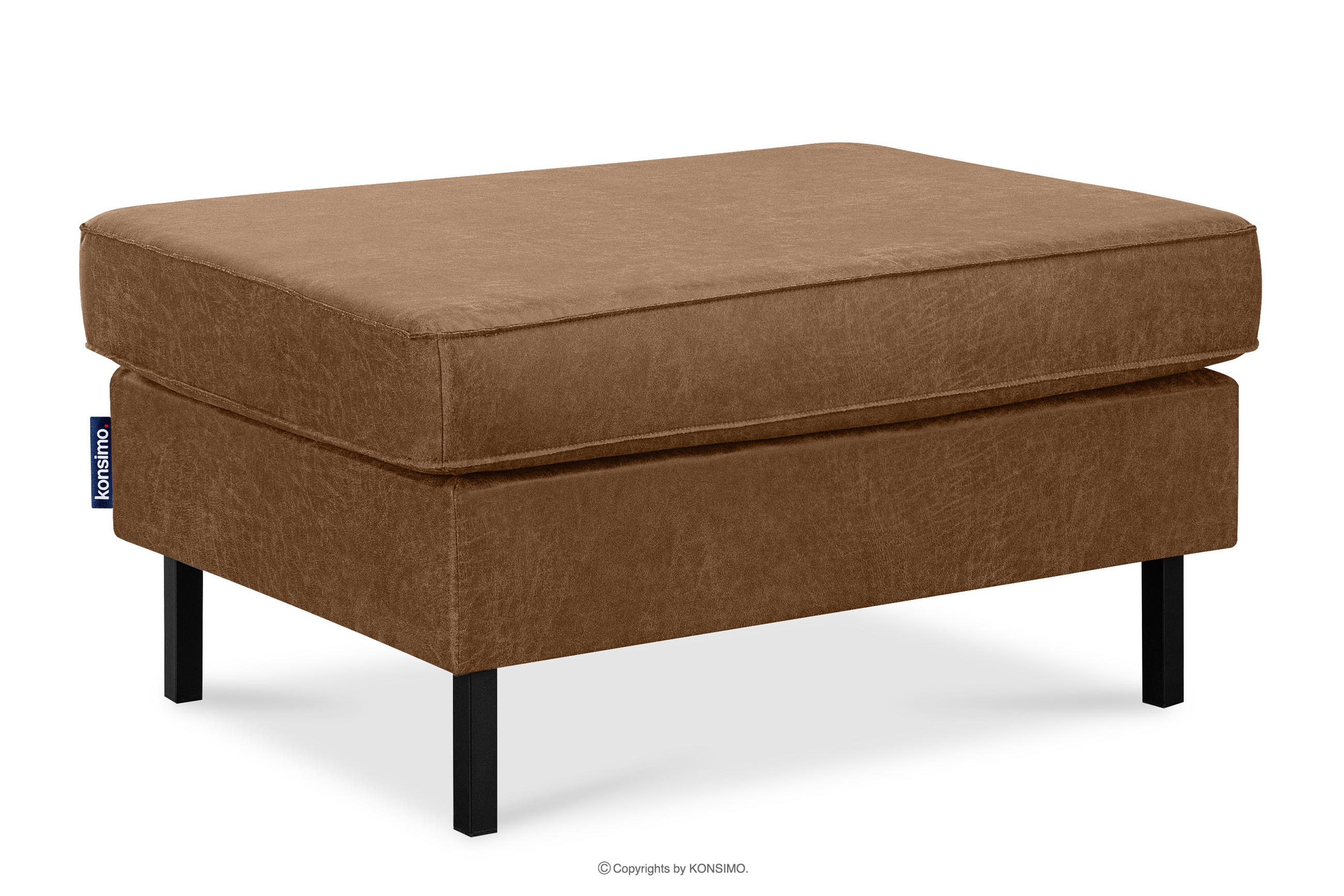 HOCKERSTUHL INVIA auf hohen Metallbeinen vintage, Lederoptik-Stoff, Braun - Schwarz/Braun, Textil (93/48/70cm) - KONSIMO®
