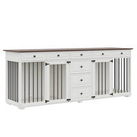 SIDEBOARD Weiß 200×60×85 cm aus MDF und Metall mit acht Schubladen und getrennten Staubereichen - Weiß, Holzwerkstoff (200/85/60cm) - Luhomfu