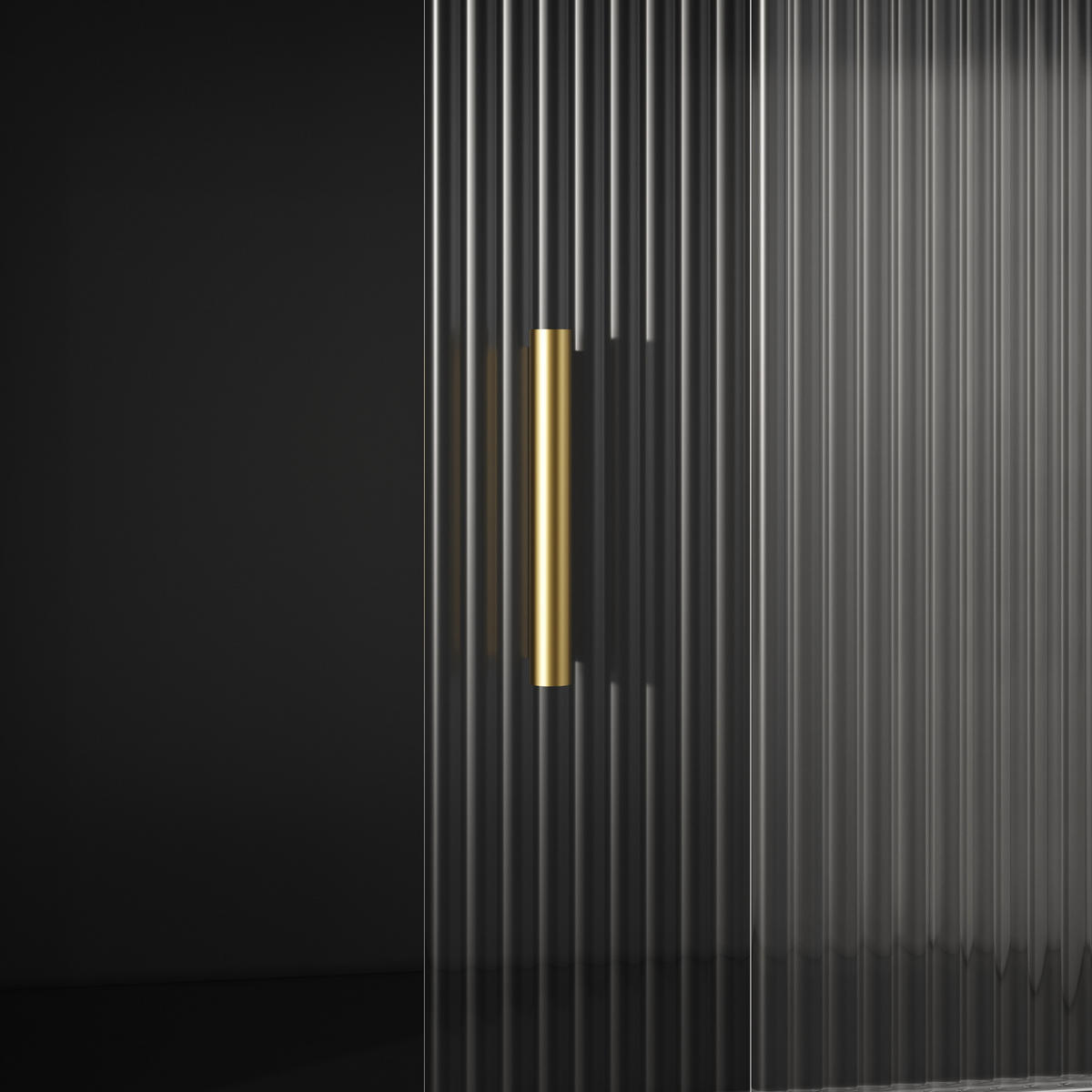 KÜCHENSCHRANK 120x35x167 cm, LED-Beleuchtung, Glastüren, verstellbare Einlegeböden, Schwarz - Schwarz, Holzwerkstoff (120/167/35cm) - FOHERE