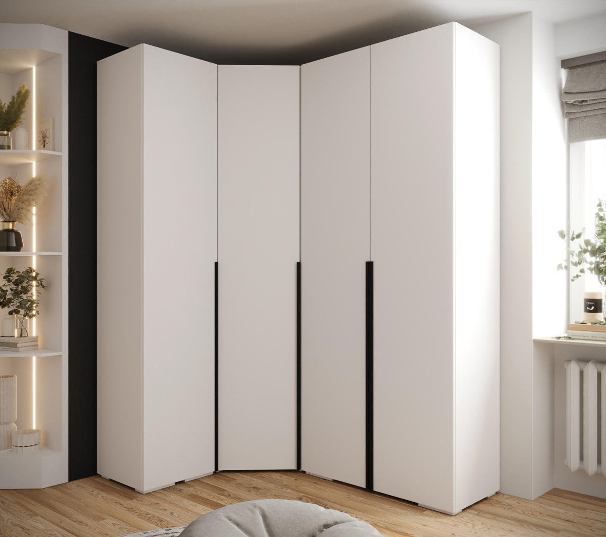 GARDEROBEN-SET 236,7/181,7/47 - Schwarz/Weiß, Holz/Kunststoff (181.7/236.7/47cm) - Abiks Möbel