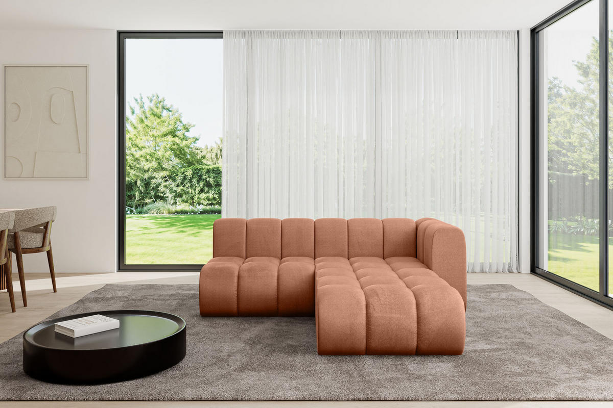 ECKSOFA modulares Sofa Darnel-L1 - 205x177x70 cm Apricot - Koralle, Holzwerkstoff/Textil (205/177cm) - ALTDECOR
