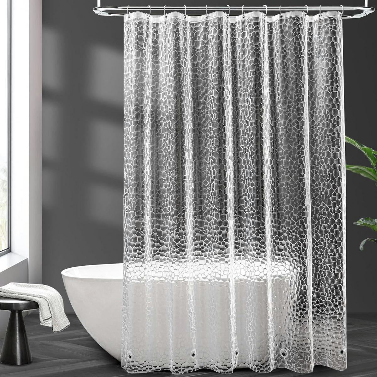 DUSCHVORHANG Transparent 180 x 200 cm mit Magneten jetzt nur online ➤