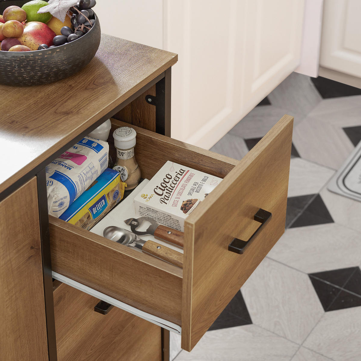 KÜCHENINSEL rollbar Vintage Braun - Naturfarben, Holzwerkstoff (106/14/58cm) - SoBuy