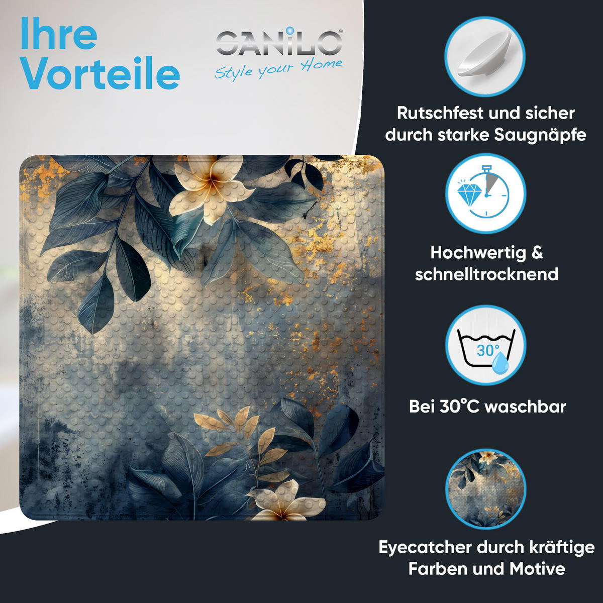 BADEMATTE Lilybud - Grün, Kunststoff (53/53cm) - Sanilo