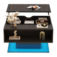 COUCHTISCH 80/75/40 cm schwarz aus Spanplatte mit LED und Stauraum - Schwarz, Holzwerkstoff (80/75/40cm) - OKMYHOME