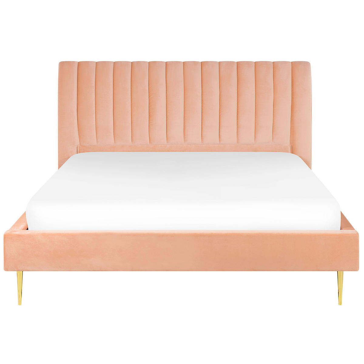 POLSTERBETT 180/200cm Pfirsichrosa Marville - Pink, Textil (180/200cm) - Beliani