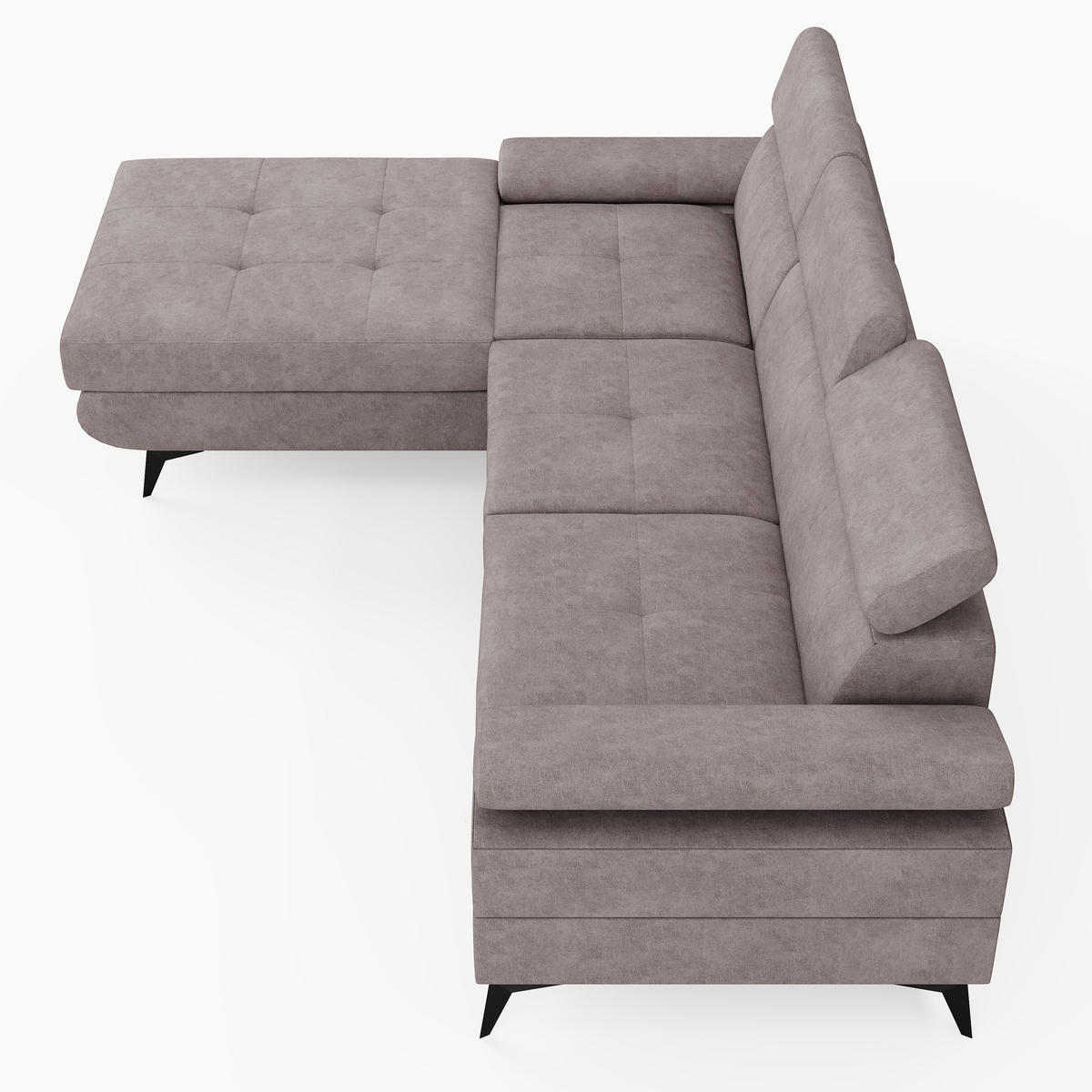 ECKSOFA VENTO Links Schwarz Velours Premium L-Form Couch mit Schlaffunktion & Bettkasten - Schwarz, Holz (190/261cm) - Barchello