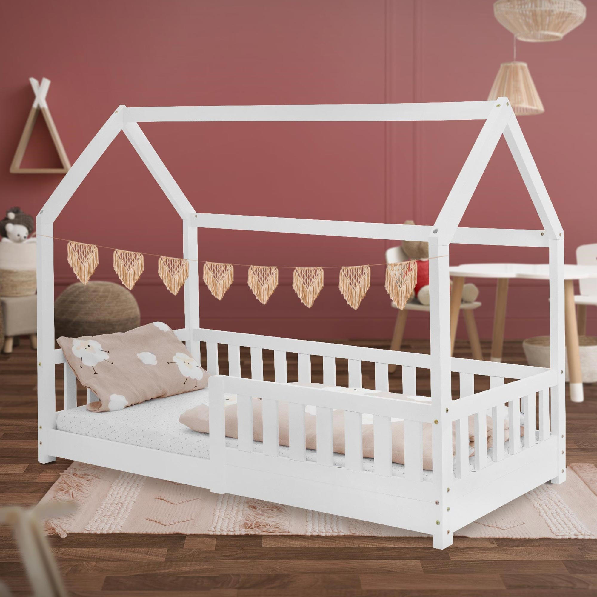 KINDERBETT mit Dach 80x160 cm Weiß - Weiß, Holz (80/160cm) - ML-DESIGN