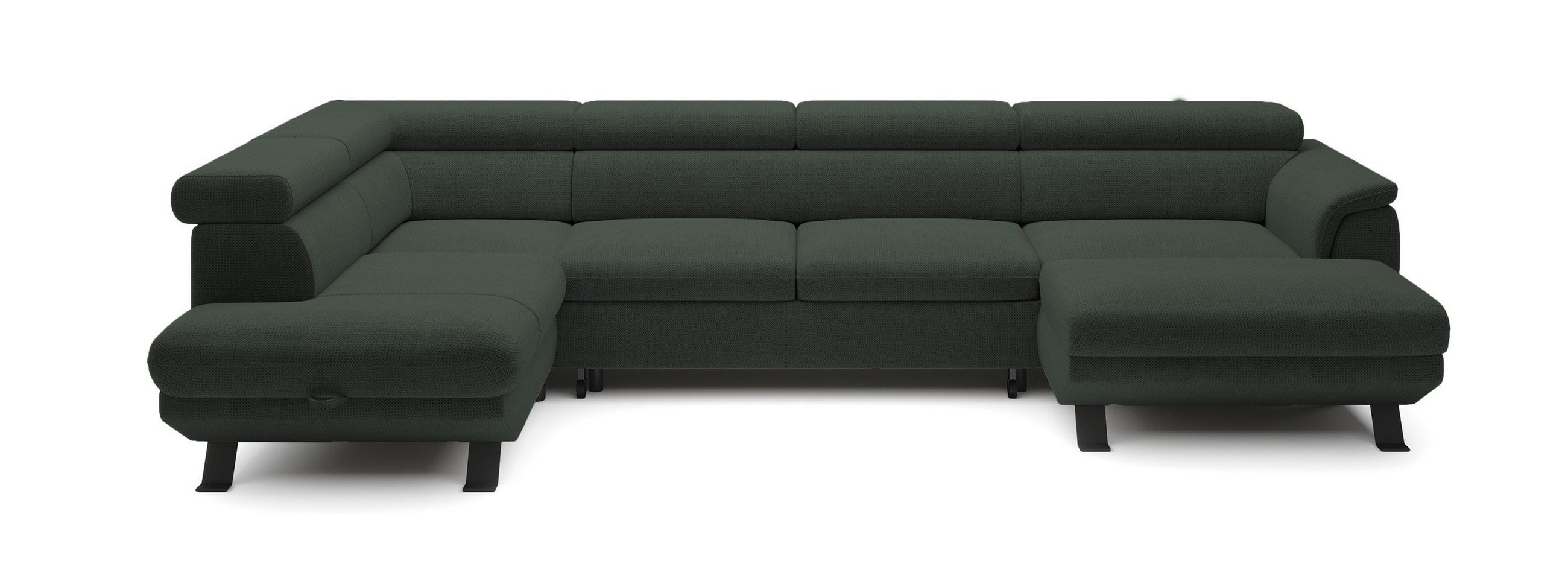 ECKSCHLAFSOFA Raven XL, Verstellbaren Kopfstützen, Bettkasten, Großes Sofa 334x198x162cm Linke, Wald - Waldgrün, Holz/Textil (198/334cm) - DomoHome