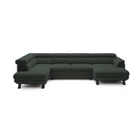 ECKSCHLAFSOFA Raven XL, Verstellbaren Kopfstützen, Bettkasten, Großes Sofa 334x198x162cm Linke, Wald - Waldgrün, Holz/Textil (198/334cm) - DomoHome