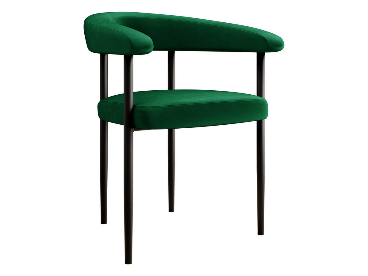 POLSTERSTUHL Aria - Schwarz/Grün, Textil/Metall (61/73/56cm) - MIRJAN24