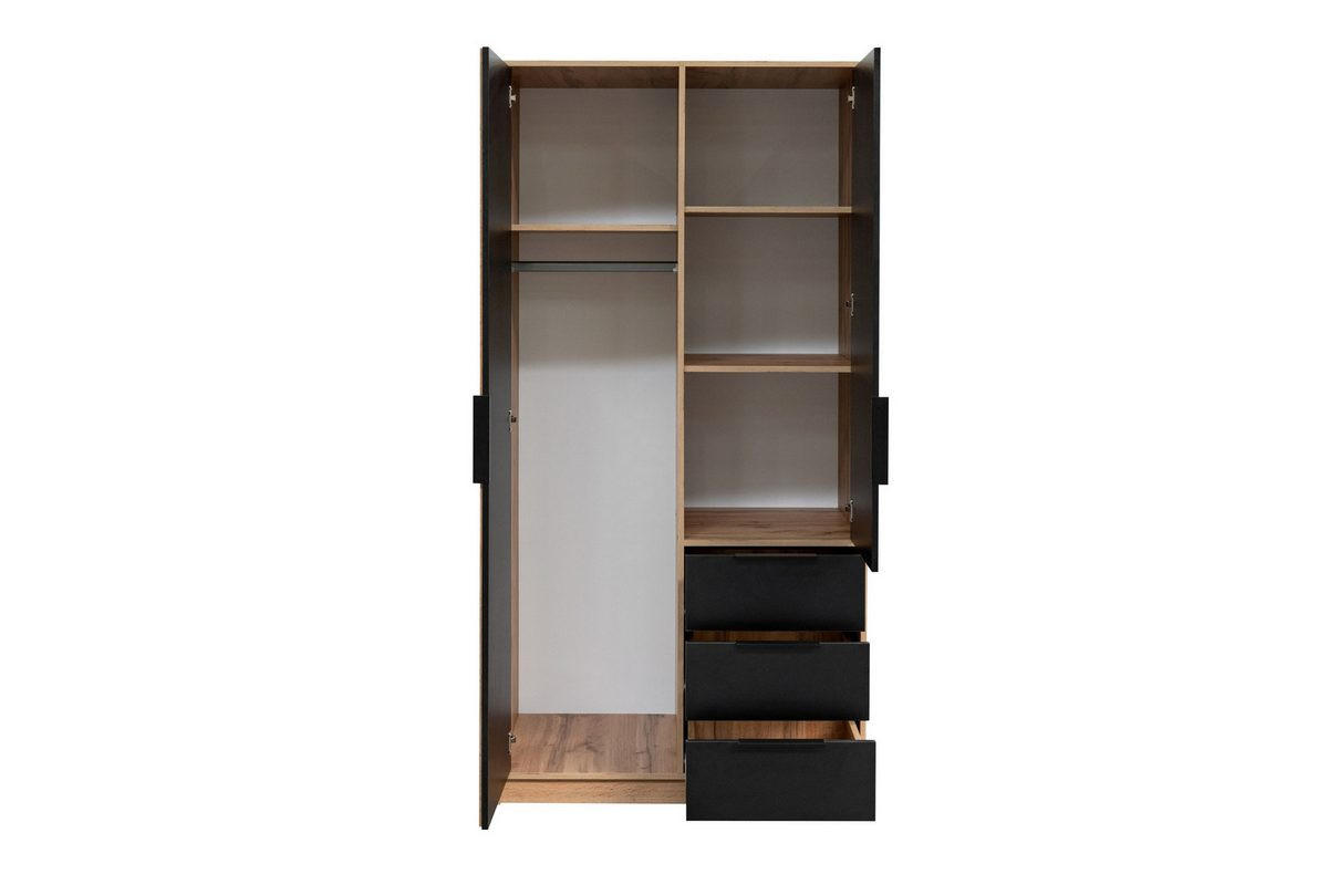 DREHTÜRENSCHRANK LABOO LUX 100/200/58 cm in Weiß mit Lamellen - Weiß, Holzwerkstoff (100/200/58cm) - Deine Möbel 24
