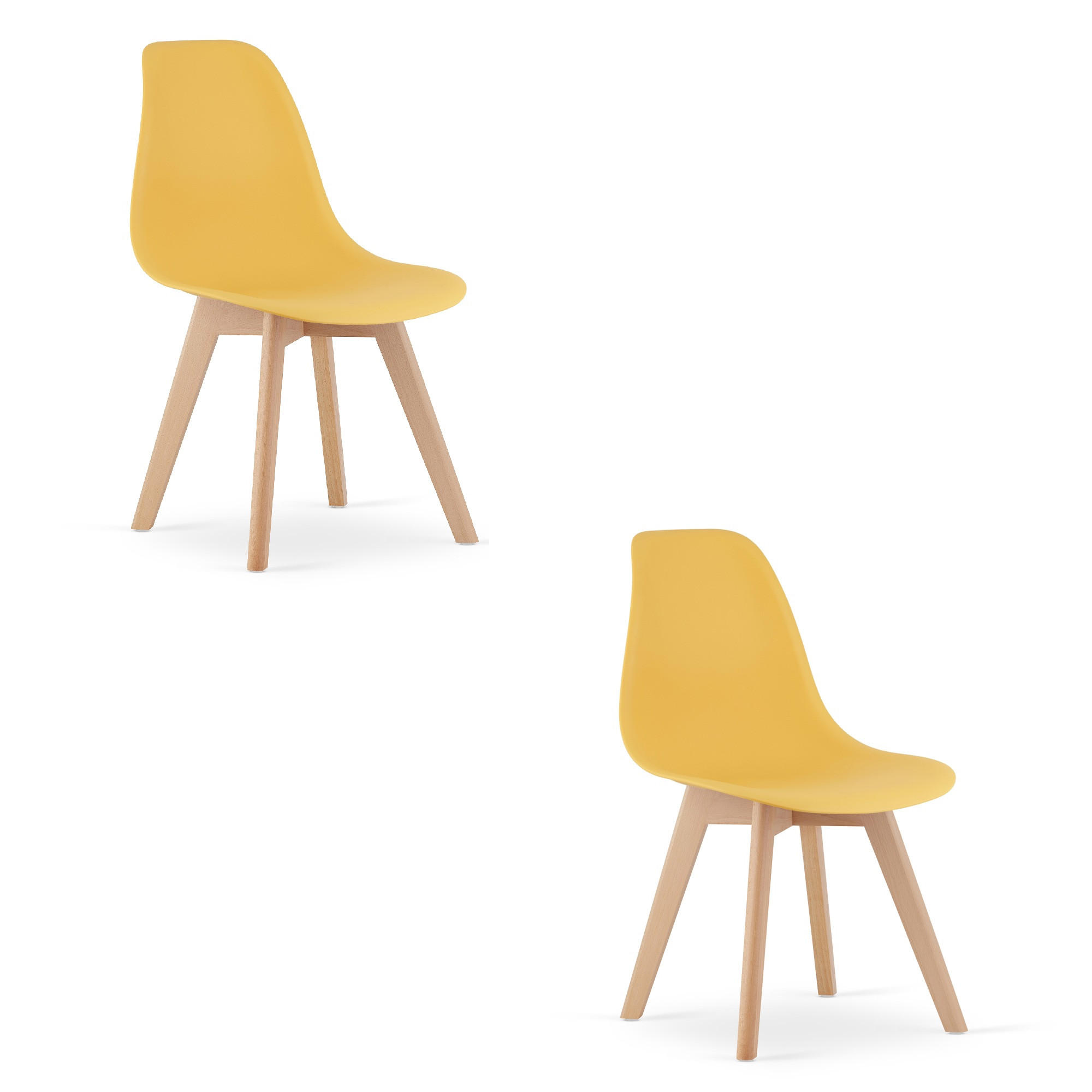ESSZIMMERSTUHL 2-er Set KITO Senffarbener Sitz, natürliche Beine - Currygelb/Naturfarben, Kunststoff (46/80/54.5cm) - Valora