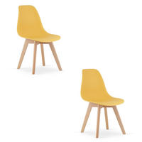 ESSZIMMERSTUHL 2-er Set KITO Senffarbener Sitz, natürliche Beine - Currygelb/Naturfarben, Kunststoff (46/80/54.5cm) - Valora