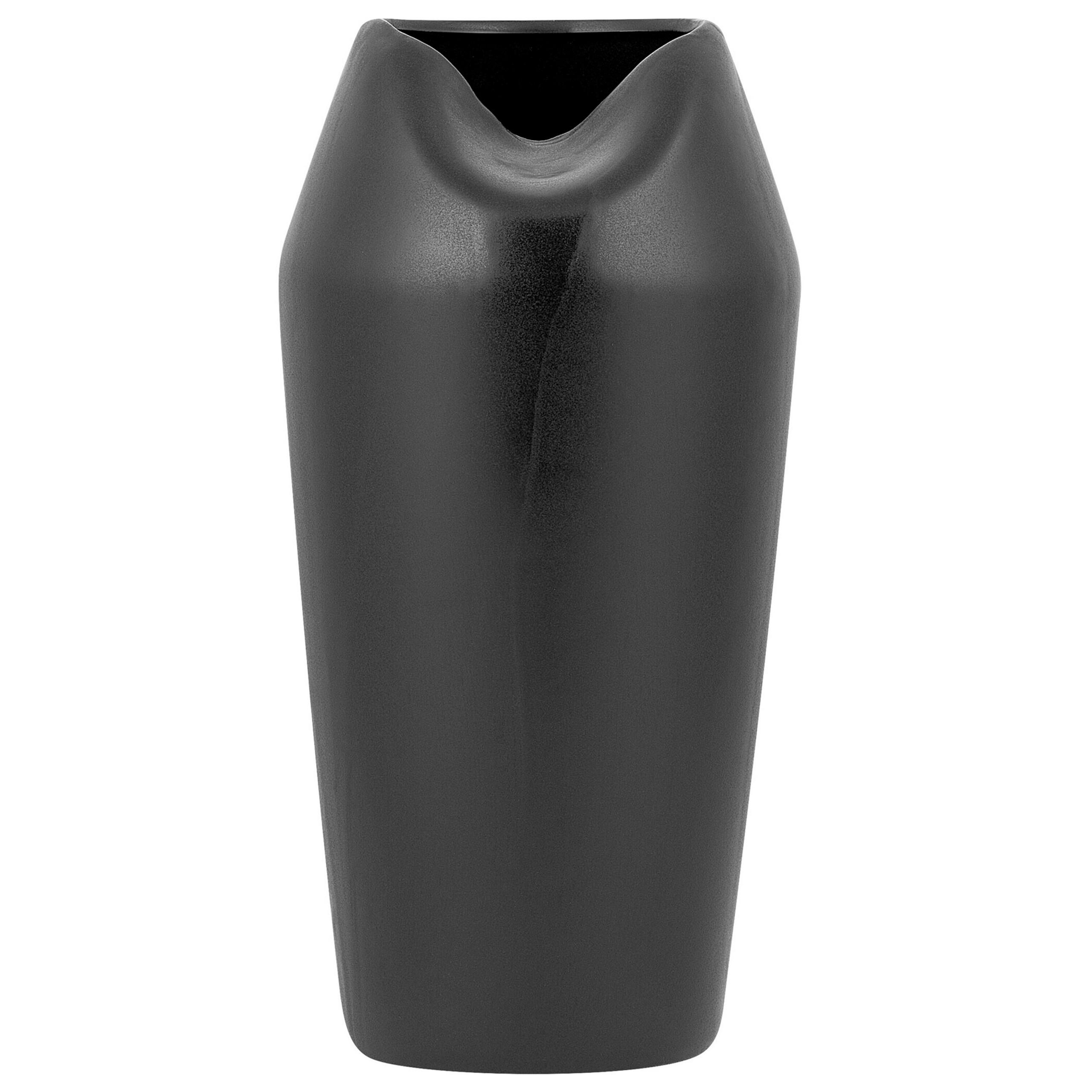 DEKOVASE Steinzeug schwarz Apamea - Schwarz, Stein (33cm) - Beliani