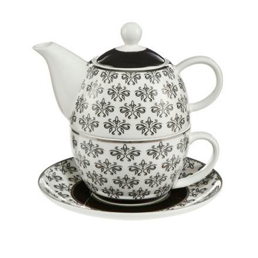 KÜNSTLERTASSE Diamonds - Tea for One Chateau Black and White schwarz-weiß New Bone China - Schwarz, Keramik (0.35L) - Goebel