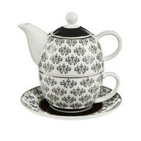KÜNSTLERTASSE Diamonds - Tea for One Chateau Black and White schwarz-weiß New Bone China - Schwarz, Keramik (0.35L) - Goebel