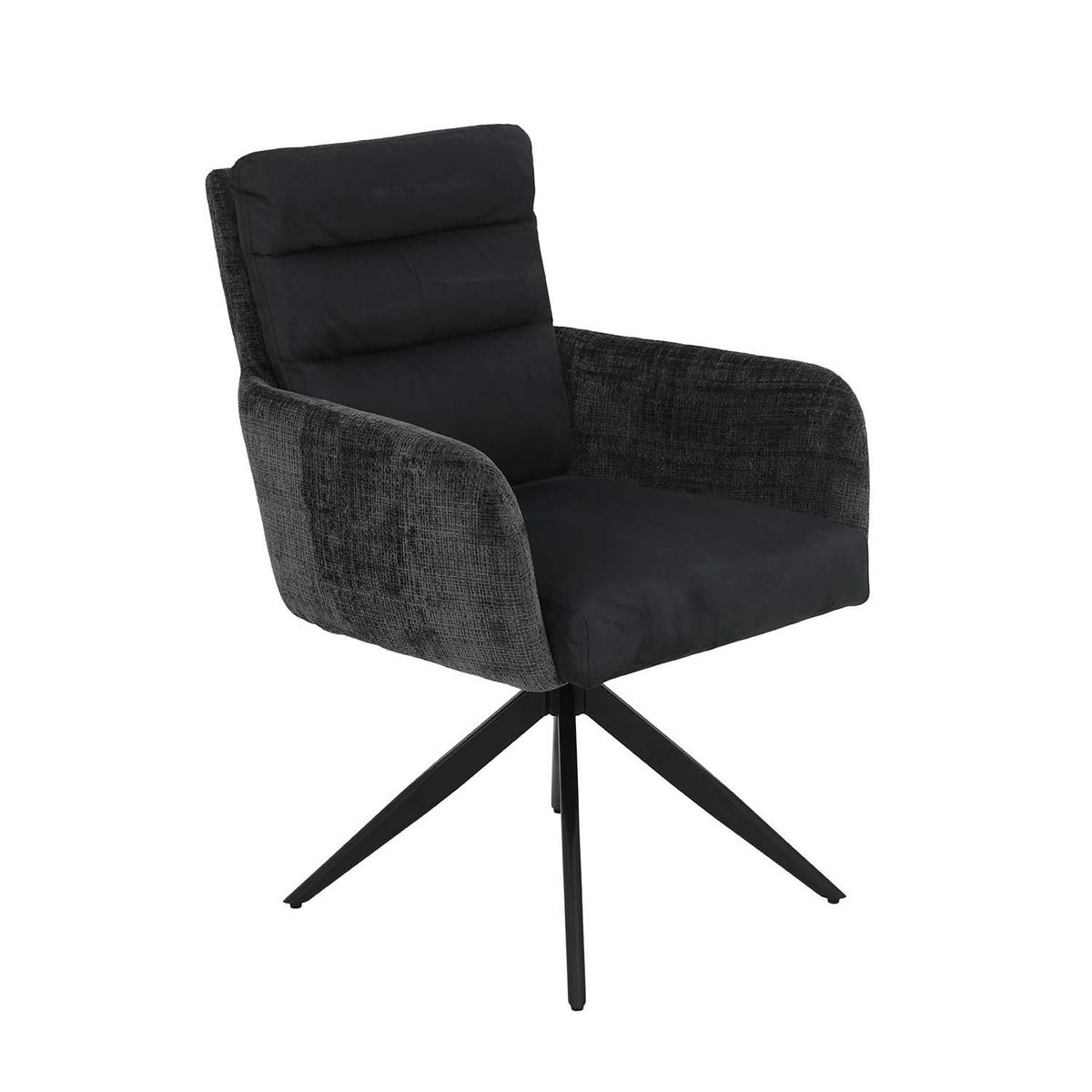 ARMLEHNSTUHL-SET 2 Stück Leandra, XL Sitzbreite - Anthrazit - Anthrazit/Schwarz, Textil/Metall (63/92/69cm) - Hela Vertriebs GmbH