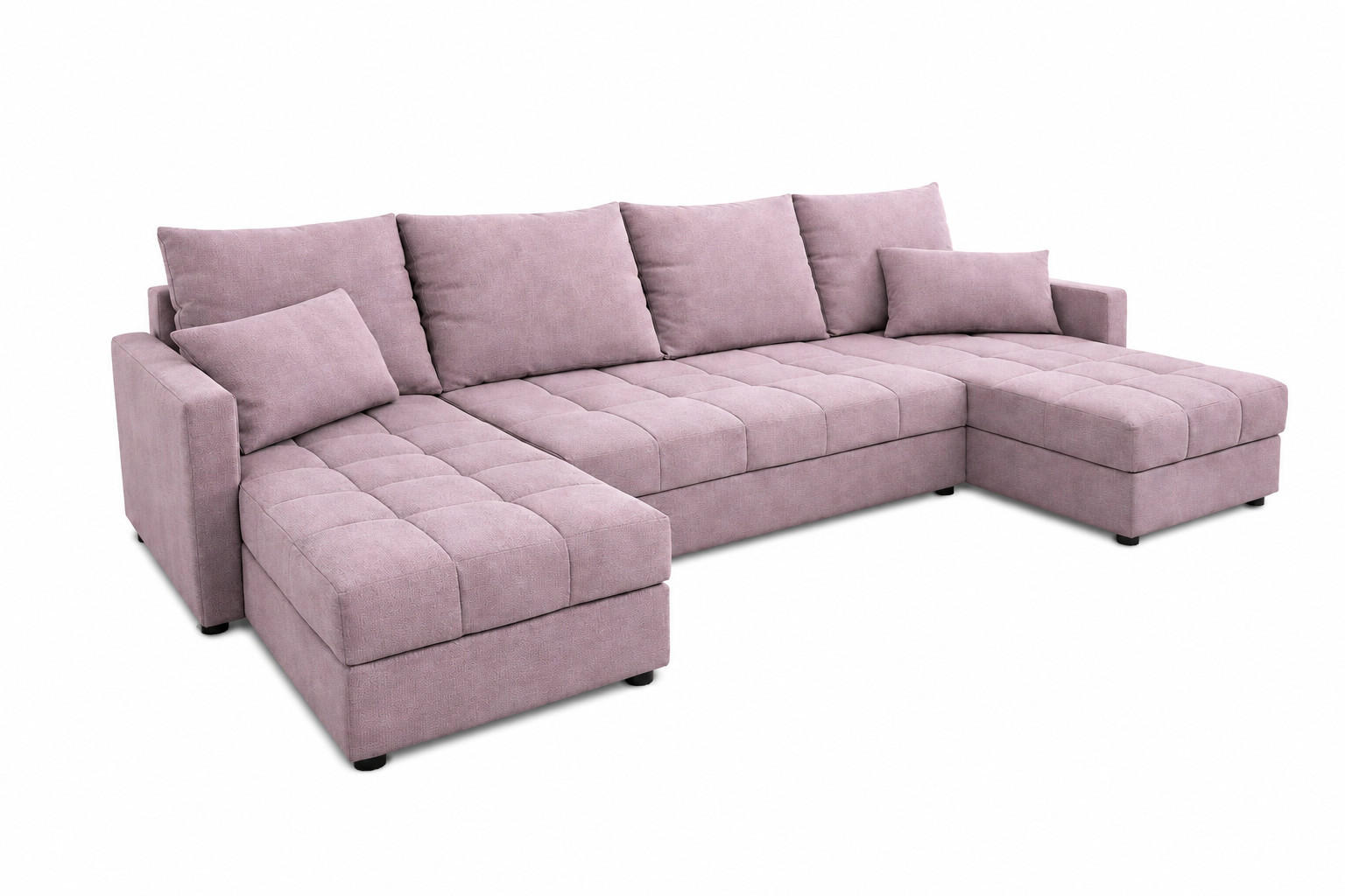 WOHNLANDSCHAFT AURELIA – Ecksofa in U-Form mit Schlaffunktion, Bettkasten & Kissen Stoff KRONOS 287 cm Rosa - Rosa, Kunststoff (287/140cm) - Wohnideebilder