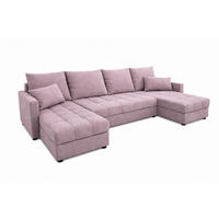 WOHNLANDSCHAFT AURELIA – Ecksofa in U-Form mit Schlaffunktion, Bettkasten & Kissen Stoff KRONOS 287 cm Rosa - Rosa, Kunststoff (287/140cm) - Wohnideebilder