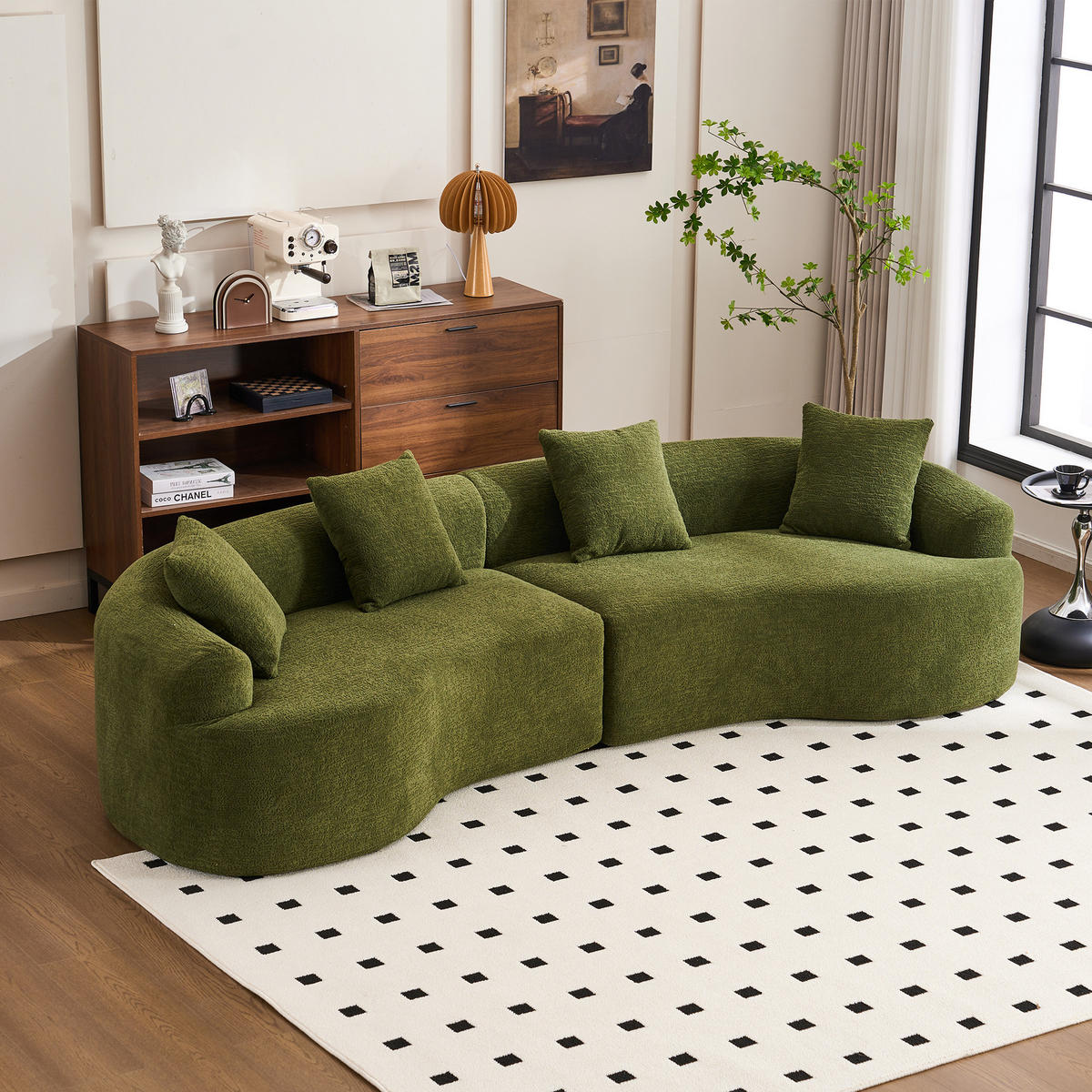 ECKSOFA 275/115/63 cm Grün Chenille - Grün, Textil (275/115cm) - Oxeza