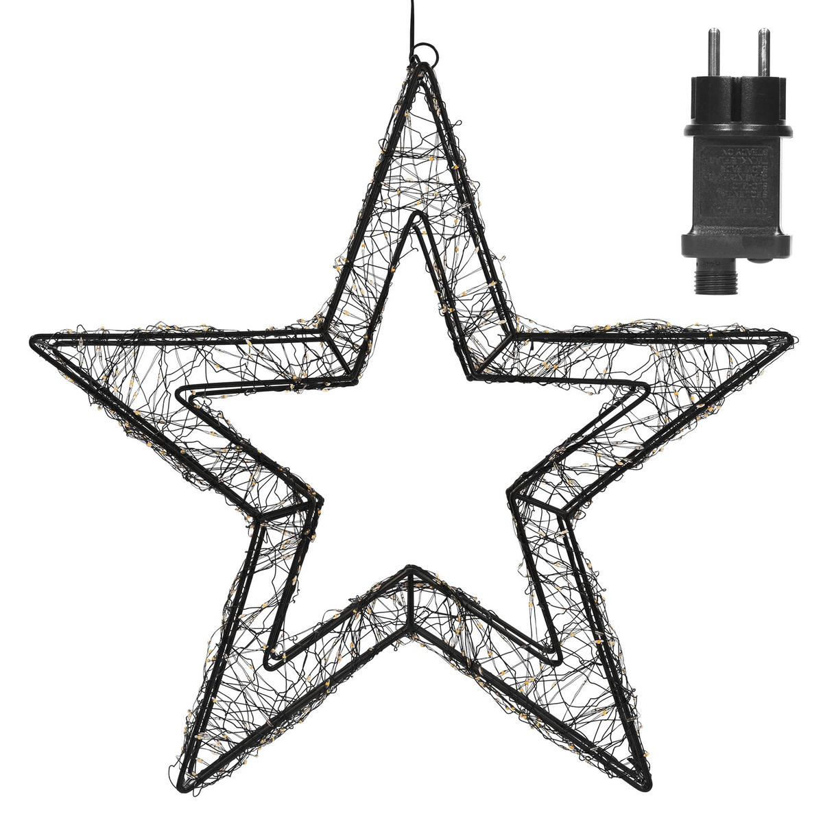 LED-WEIHNACHTSSTERN 50 cm 720 LEDs Extra-Warmweiß mit Timer aus Metall - Schwarz, Metall (50/50/8cm) - ECD-Germany