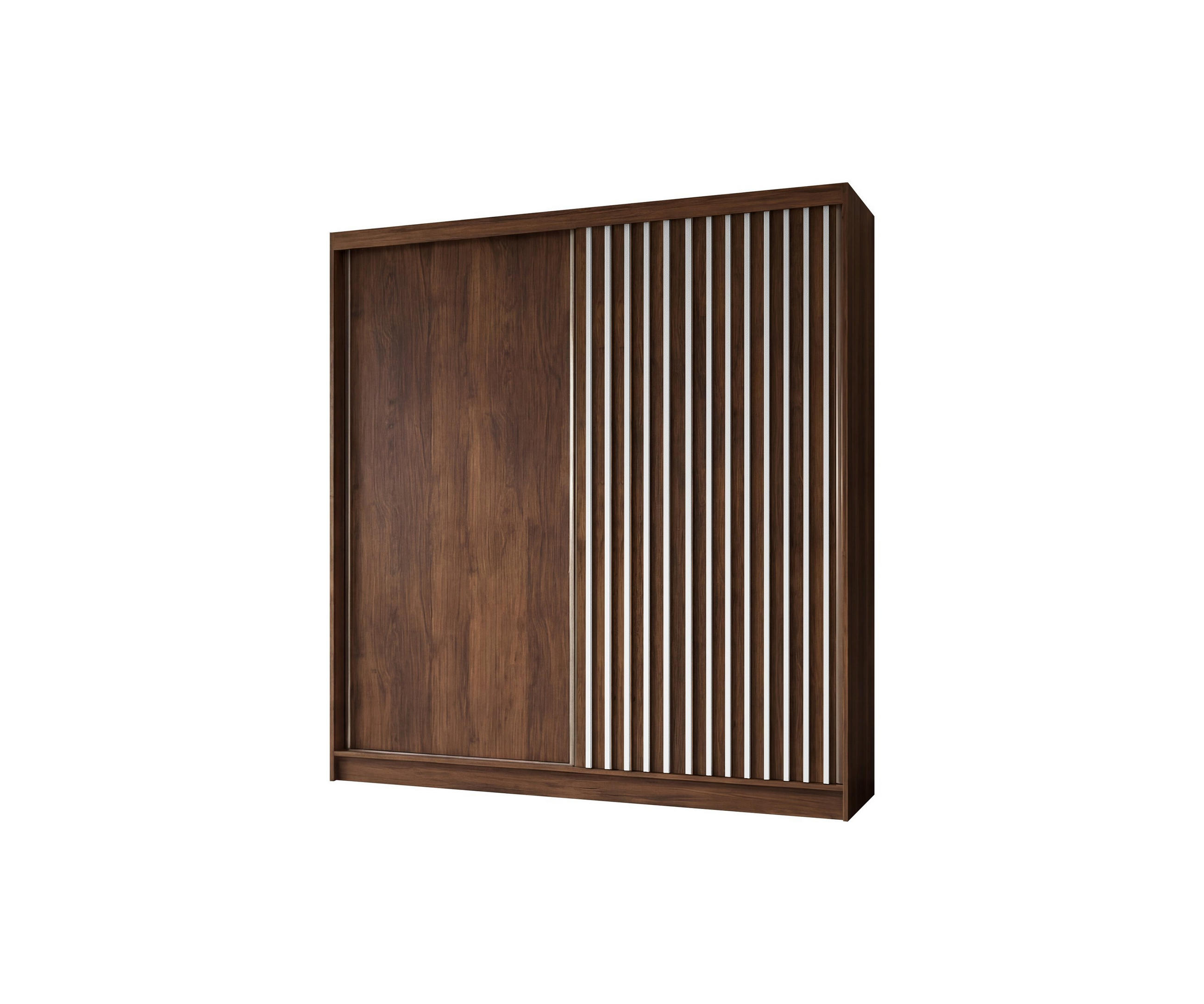 SCHWEBETÜRENSCHRANK LAMELLO 200/216/61 cm Modern Kleiderschrank 2-türig Nussbaumfarben - Nussbaumfarben, Holzwerkstoff (200/216/61cm) - MASSENO