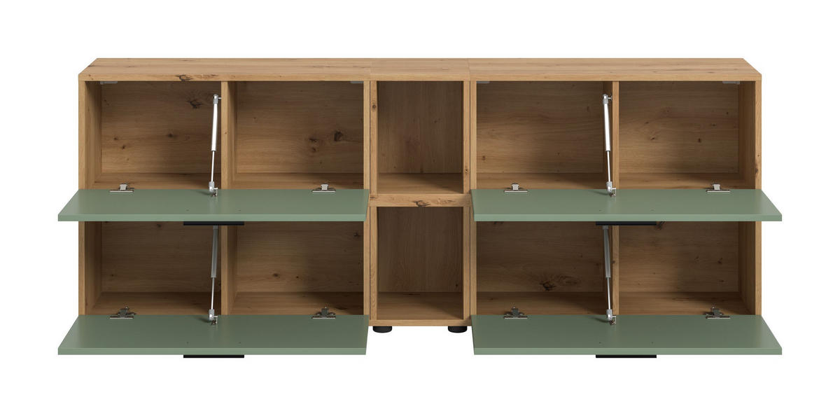 WOHNKOMBINATION THE ONE (B/H/T: ca. 176/67/34 cm) in Artisan Oak Nachbildung/Smoke Green - Eiche Artisan, Holzwerkstoff (176/67/34cm)