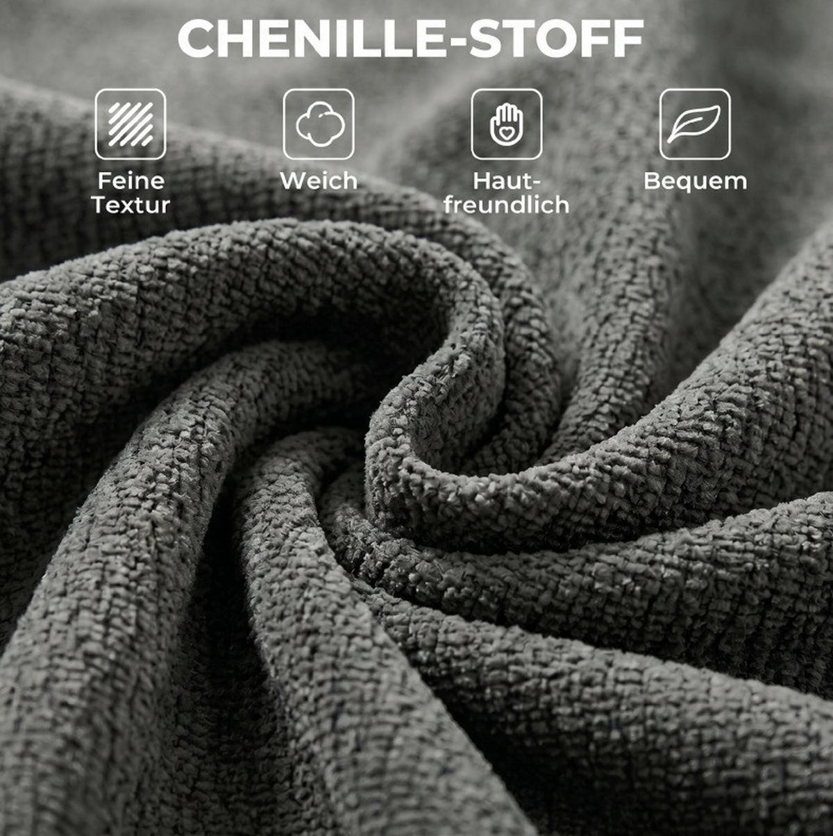 SCHLAFSESSEL in Grau 97x194x50 cm mit Klappfunktion und Chenille-Bezug - Grau, Textil (194/50/97cm) - IVMEU