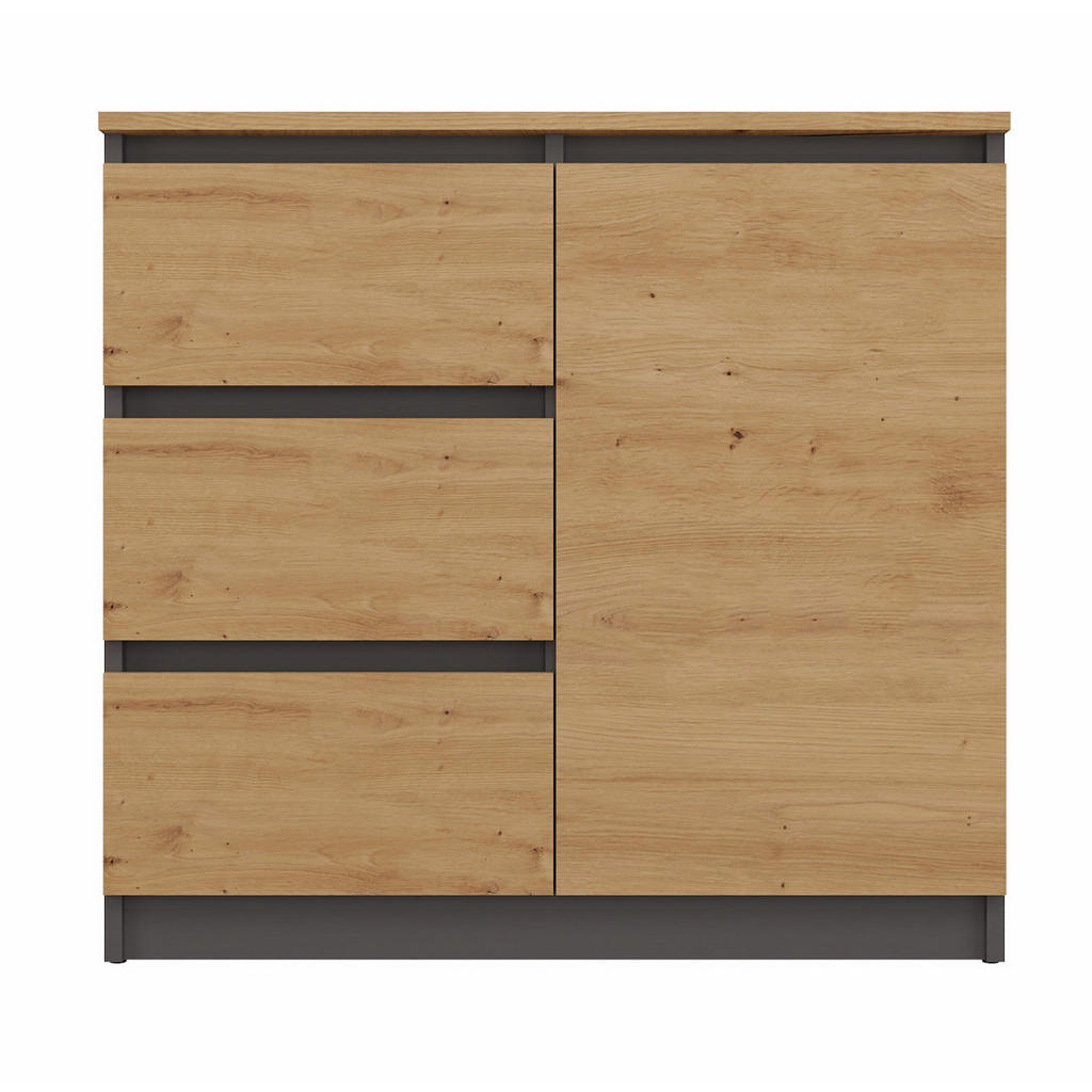 Thumbnail - CDF Kommode, Anthrazit, Eiche Artisan, Holzwerkstoff, 80x75x40 cm, Wohnzimmer, Kommoden & Sideboards, Kommoden